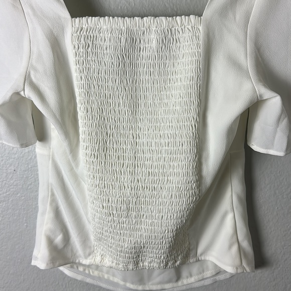 Abercrombie & Fitch White Ruched Flutter Sleeve Blouse - Picture 7 of 10